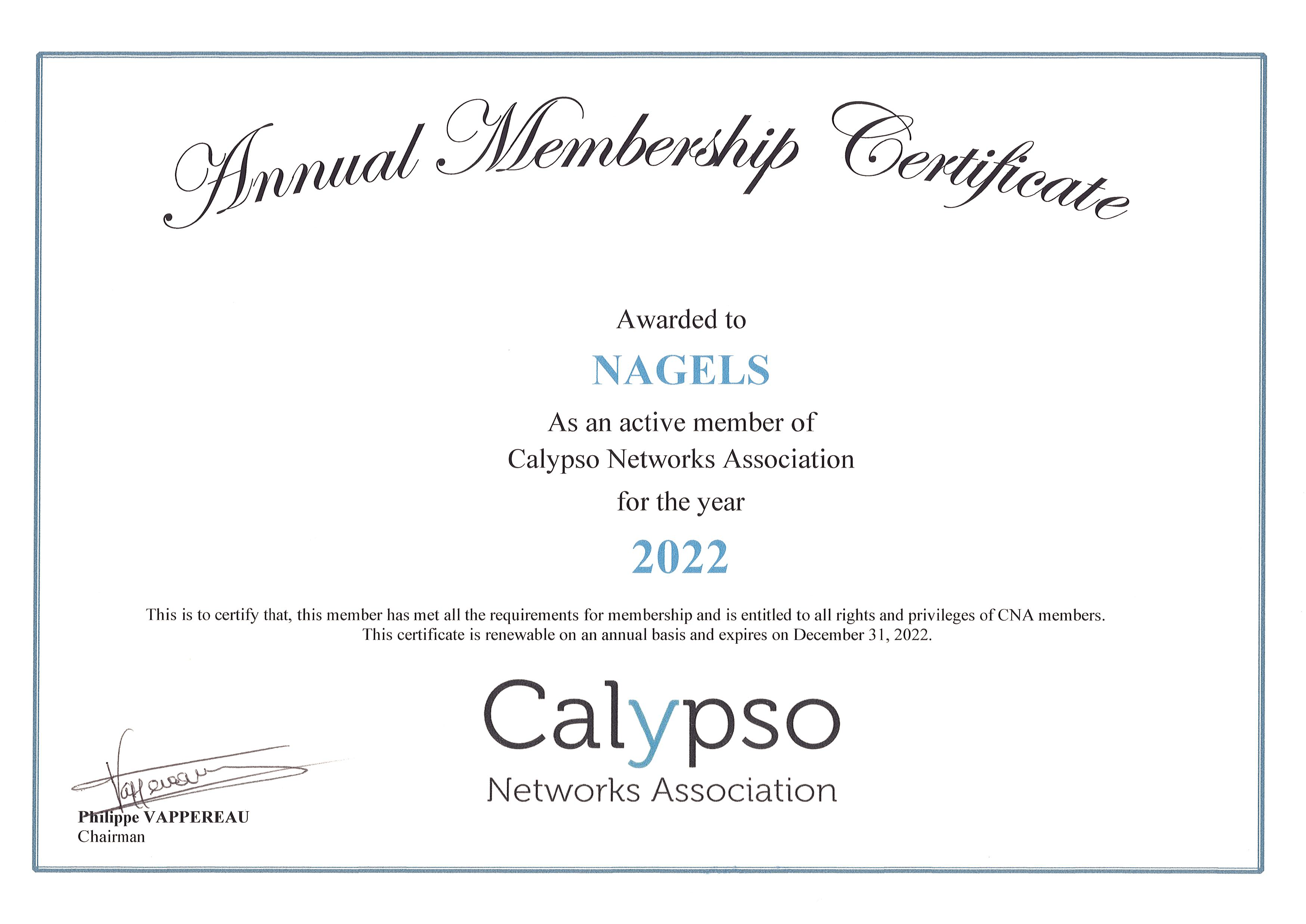 Calypso Zertifikat 2022